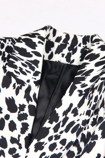 Noir Léopard Imprimé Satin Peak Repel Femmes Prom Blazer